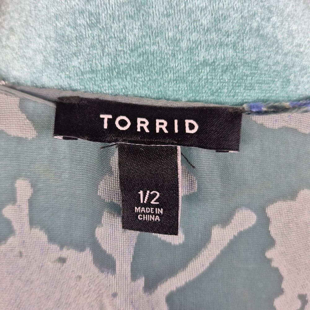 Torrid Velvet Burnout Kimono Romance Blue Green Floral Sz 1/2X Whimsigoth Fairy - Picture 9 of 9